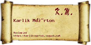 Karlik Márton névjegykártya