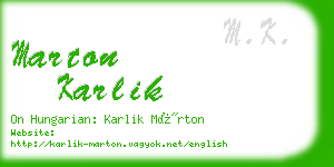 marton karlik business card